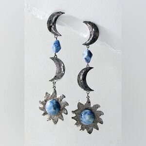 Free People Celestial Earrings Dangle Sun Moon Silver